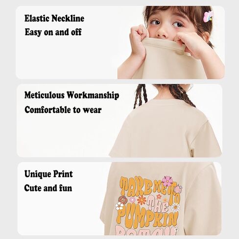 Toddler Girls Thanksgiving Shirts Turkey Pumpkin T Shirt Cotton Short Sleeve Halloween Tops 1-10 Years in Kuwait