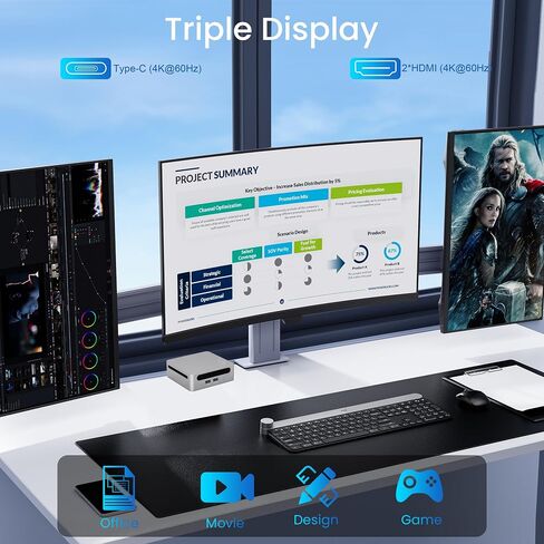 Mini PC AMD Ryzen 7 5700U Up to 4.3GHz 8C/16T, 16GB RAM 500GB SSD Graphics 8core 1900 MHz, Mini Computers Micro Desktop PC Support 4K Triple Display/WiFi6/BT5.2/Gaming Mini Computer/Office/Home in Saudi Arabia