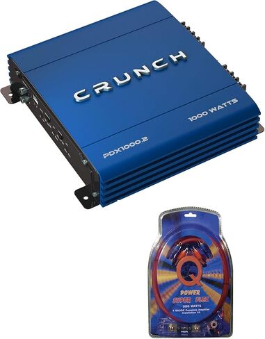 مضخم صوت للسيارة Crunch PowerDriveX بقدرة 1000 وات بقناتين أزرق A/B + مجموعة أسلاك ذات 4 قياسات in Saudi Arabia