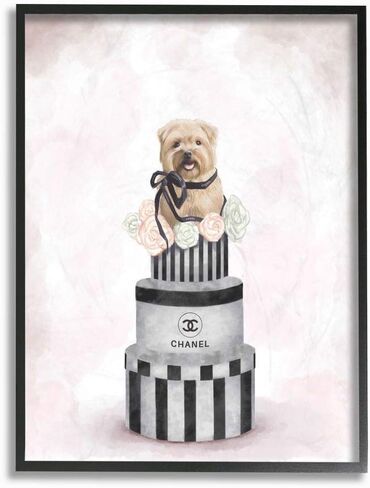 Stupell Industries Fashion Dog Box Stack Pink Painting, Design by Artist Ziwei Li Wall Art, 10 x 15, Wood Plaque in Saudi Arabia
