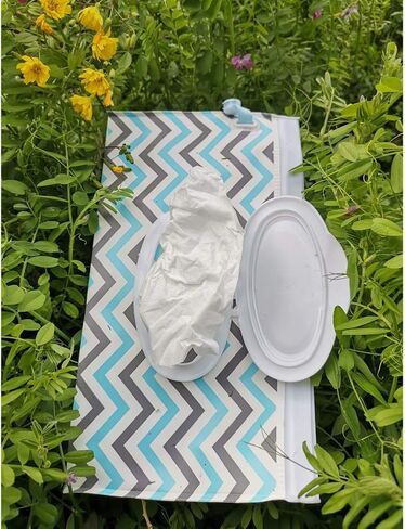 6 Pack Portable Wet Wipe Pouch Dispenser,Reusable & Refillable Portable Baby Lightweight Wipes Holder Case,Handy & Eco Friendly Travel Wipes Bag (Blue & Black & White) in Saudi Arabia
