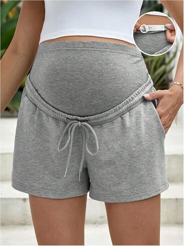 Women's Maternity Drawstring Waist Slant Pocket Shorts Causal Active Workout Track Shorts Lounge in Saudi Arabia