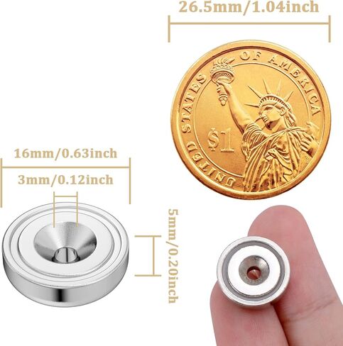 مغناطيس قرص نيوديميوم، مغناطيس أرضي نادر 0.98 بوصة مع فتحة غاطسة شديدة التحمل ومسامير مقاومة للصدأ لمغناطيس الثلاجة للتثبيت على جدار المرآب، عبوة من 4 قطع in Kuwait