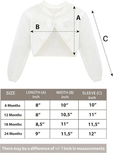 Lilax Baby Girls' Long Sleeve Cardigan Shrug, Button Closure Bolero in Kuwait