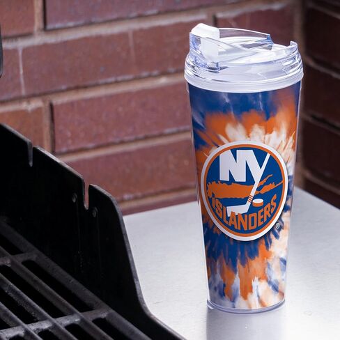 Rico Industries NHL Hockey Pittsburgh Penguins Team Color Tie Dye 24oz Metallic Acrylic Tumbler with Hinged Lid, Officially Licensed Double Wall Tumbler with Straw in Saudi Arabia