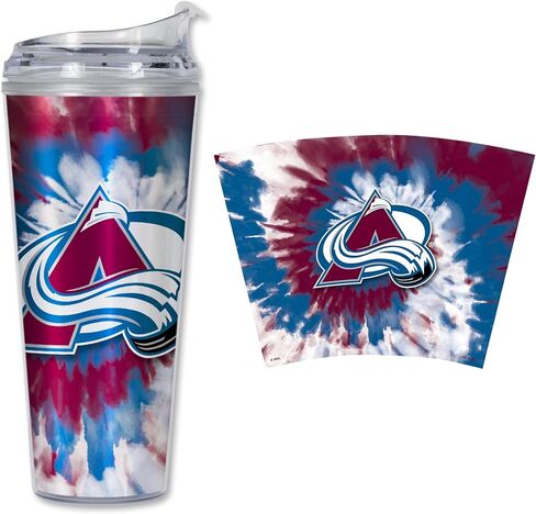 Rico Industries NHL Hockey Pittsburgh Penguins Team Color Tie Dye 24oz Metallic Acrylic Tumbler with Hinged Lid, Officially Licensed Double Wall Tumbler with Straw in Saudi Arabia