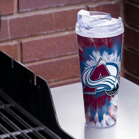 Rico Industries NHL Hockey Pittsburgh Penguins Team Color Tie Dye 24oz Metallic Acrylic Tumbler with Hinged Lid, Officially Licensed Double Wall Tumbler with Straw in Saudi Arabia