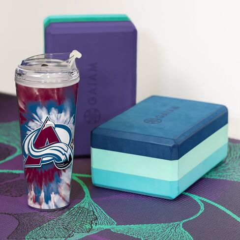 Rico Industries NHL Hockey Pittsburgh Penguins Team Color Tie Dye 24oz Metallic Acrylic Tumbler with Hinged Lid, Officially Licensed Double Wall Tumbler with Straw in Saudi Arabia