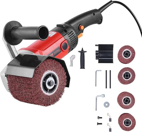 آلة تلميع تلميع فيفور، 1200 وات 6 أداة تكييف سطحية متغيرة السرعة، آلة تلميع معدنية كهربائية محمولة مع 4 عجلات تلميع من الألياف للفولاذ المقاوم للصدأ والمعادن غير الحديدية in Kuwait