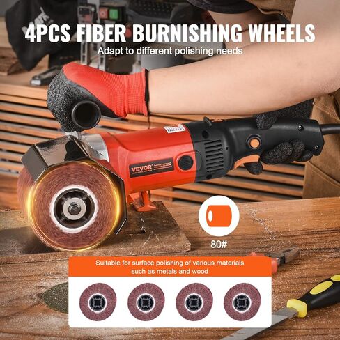 آلة تلميع تلميع فيفور، 1200 وات 6 أداة تكييف سطحية متغيرة السرعة، آلة تلميع معدنية كهربائية محمولة مع 4 عجلات تلميع من الألياف للفولاذ المقاوم للصدأ والمعادن غير الحديدية in Kuwait
