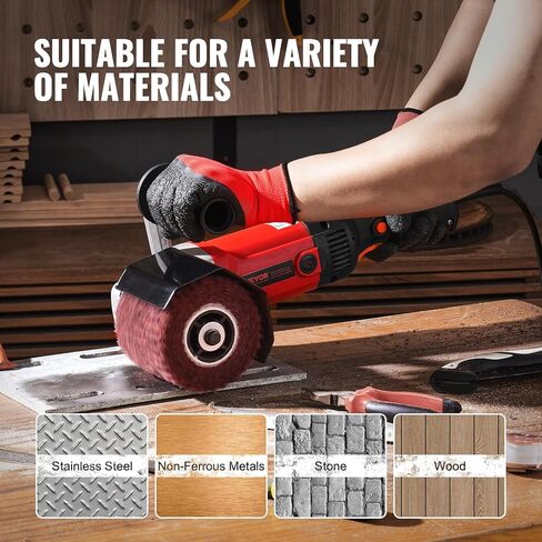 آلة تلميع تلميع فيفور، 1200 وات 6 أداة تكييف سطحية متغيرة السرعة، آلة تلميع معدنية كهربائية محمولة مع 4 عجلات تلميع من الألياف للفولاذ المقاوم للصدأ والمعادن غير الحديدية in Kuwait