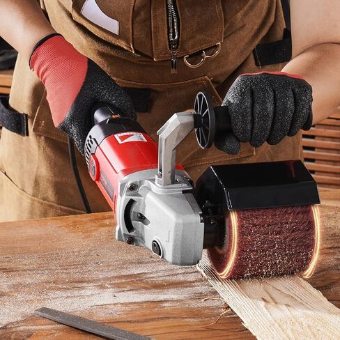 آلة تلميع تلميع فيفور، 1200 وات 6 أداة تكييف سطحية متغيرة السرعة، آلة تلميع معدنية كهربائية محمولة مع 4 عجلات تلميع من الألياف للفولاذ المقاوم للصدأ والمعادن غير الحديدية in Kuwait