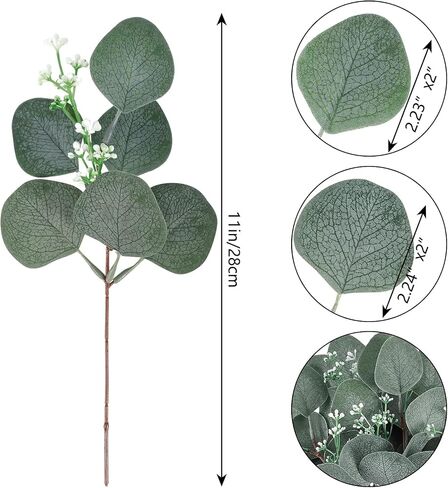 10 Pcs Eucalyptus Leaves Stems for Decor, Artificial Eucalyptus Leaves Bulk Silver Dollar Green Branches for DIY Wedding Floral Garland Bouquets Arrangement Home Party Decoration in Saudi Arabia