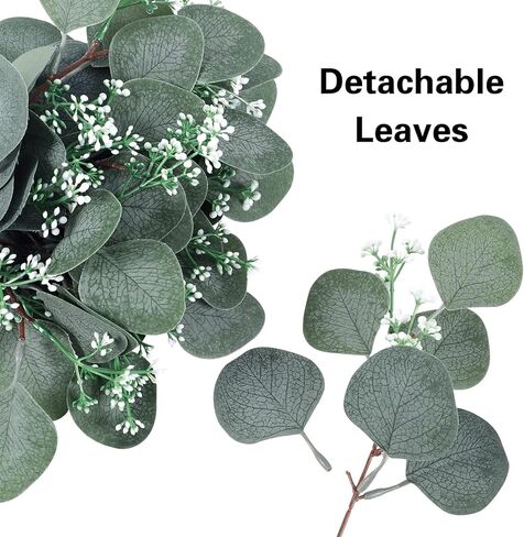 10 Pcs Eucalyptus Leaves Stems for Decor, Artificial Eucalyptus Leaves Bulk Silver Dollar Green Branches for DIY Wedding Floral Garland Bouquets Arrangement Home Party Decoration in Saudi Arabia