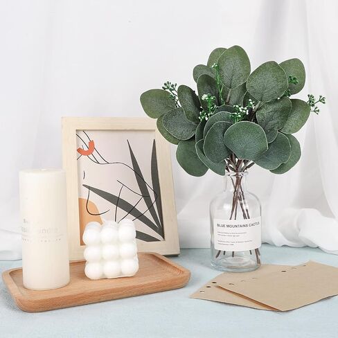 10 Pcs Eucalyptus Leaves Stems for Decor, Artificial Eucalyptus Leaves Bulk Silver Dollar Green Branches for DIY Wedding Floral Garland Bouquets Arrangement Home Party Decoration in Saudi Arabia