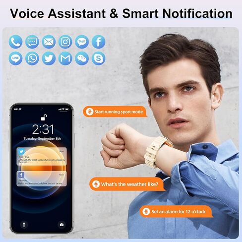 Smart Watch for Men Women Answer/Make Calls, 1.39''Touch Screen Fitness Tracker with 110+Sports Modes,Voice Assistant Fitness Watch,IP67 Waterproof Smartwatch for Android iOS in Saudi Arabia