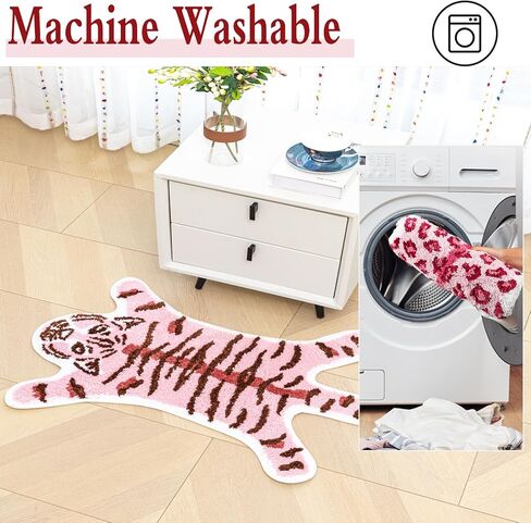 سجادة حمام على شكل نمر، سجادة حمام نمر وردي، سجادة باب مضادة للانزلاق، سجادة منطقة مطبوعة للحيوانات، سجادة صغيرة لديكور المنزل، سجادة لعب للحمام، 33.5 × 21.6 بوصة in Kuwait