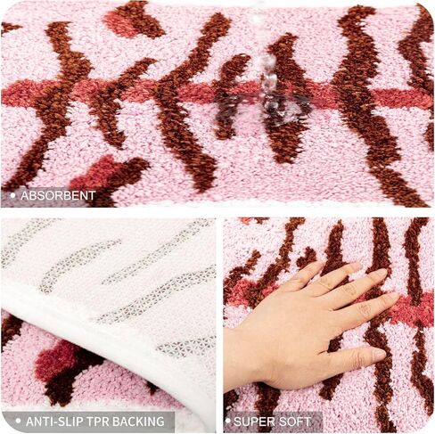 سجادة حمام على شكل نمر، سجادة حمام نمر وردي، سجادة باب مضادة للانزلاق، سجادة منطقة مطبوعة للحيوانات، سجادة صغيرة لديكور المنزل، سجادة لعب للحمام، 33.5 × 21.6 بوصة in Kuwait