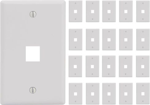 ICC Single Gang 1-Port Classic Faceplate for EZ and HD Style Keystone Connectors, Wallplate for Networking and Home Installations, Durable and Easy to Install, White, 25-Pack in Saudi Arabia