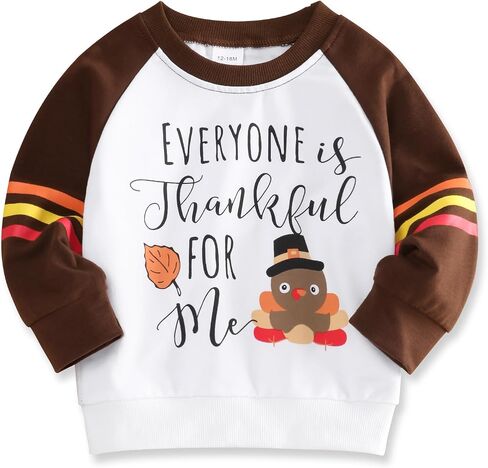 Toddler Thanksgiving Shirt Little Turkey Prints Baby Boy Long Sleeves Sweatshirt Thanksgiving Clothes in Kuwait