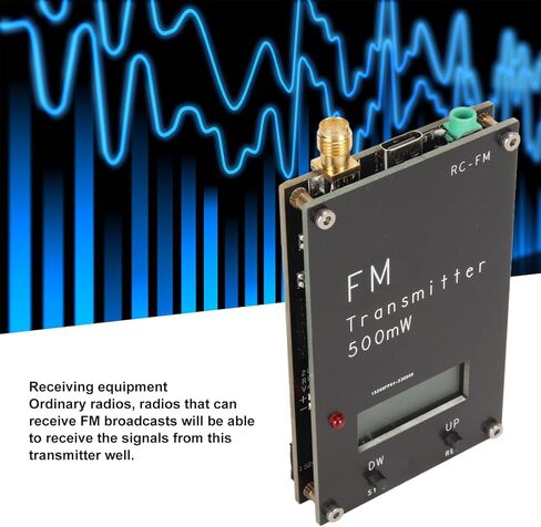 جهاز إرسال FM 2000m، جهاز إرسال FM 500mW مع شاشة LCD، 0.5W 500mW ستيريو 88-108MHz FM جهاز إرسال ستيريو، 5V USB C in Saudi Arabia