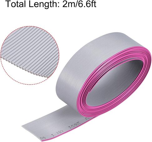 uxcell Flat Ribbon Cable Wire 2m/6.6ft Length 1.0mm Pitch 34 Pins Gray for AWM 2651 Connecting in Saudi Arabia