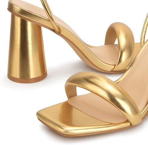 Women's Block High Heels Square Open Toe Strappy Sandals Party Wedding Ankle Strap Shoes in Saudi Arabia