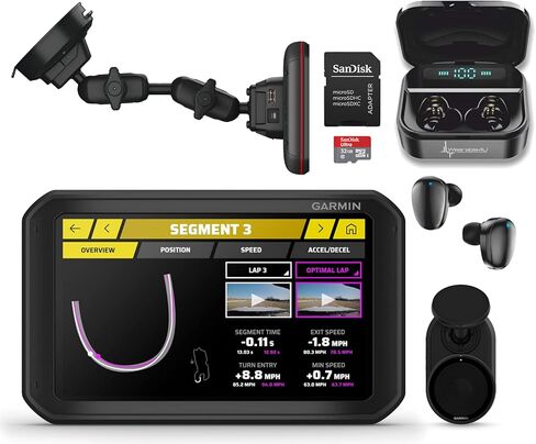 Wearable4U - Garmin Catalyst، مُحسِّن أداء القيادة لرياضات السيارات والقيادة عالية الأداء، 6.95 بوصة مع سماعات أذن Pro وحزمة MicroSD in Kuwait