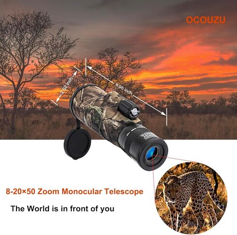 جديد 8-20x50 HD تكبير أحادي تلسكوب عالي الطاقة منخفض الرؤية الليلية BAK4 موشور وعدسة FMC أحادية للبالغين لمشاهدة الطيور طويلة المدى / الصيد / سيارات السباق in Kuwait