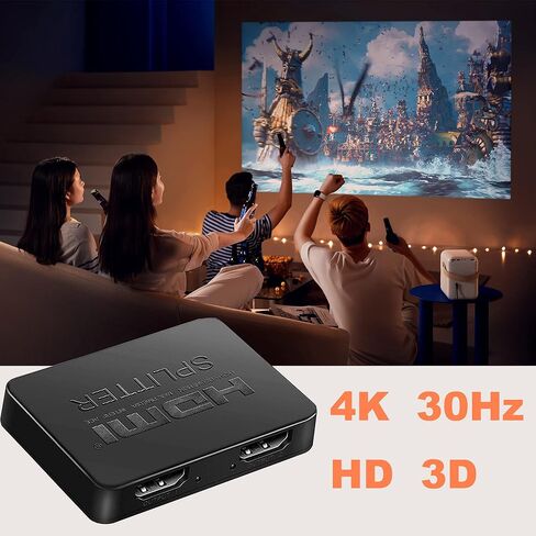 مقسم HDMI 1 في 2 مخرج، شاشة WrixWric 4K HDMI مكررة/مرآة، مقسم يعمل بالطاقة 1×2 يدعم دقة Full HD 4K@30 هرتز 1080P 3D لـ PS5، Roku، TV Box - مصدر واحد إلى شاشتين متطابقتين in Kuwait