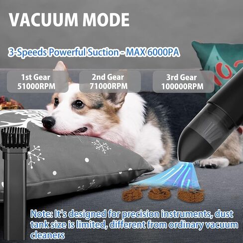 Compressed Air Duster,Car Vacuum，Electric Air Duster and Vacuum 2 in 1, 3 Speeds 100000 RPM Cordless Air Blower, Reusable Air Duster for Computer, Keyboard, Swimming Ring, Car with LED Light in Saudi Arabia
