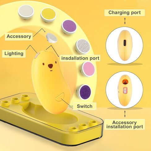 Baby Nail Trimmer Electric ｜ Safe & Easy Baby Nail File｜Baby Electric Nail Clipper Set｜Suitable for Newborns｜Toddlers + Adult Nail Trimming/Toenails｜6 Grinding Heads and LED Light｜Storage Case in Saudi Arabia