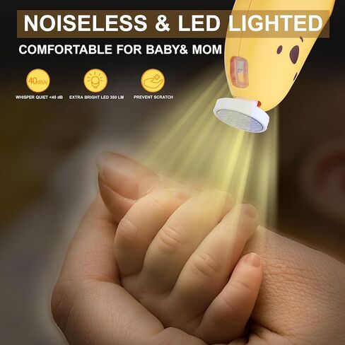 Baby Nail Trimmer Electric ｜ Safe & Easy Baby Nail File｜Baby Electric Nail Clipper Set｜Suitable for Newborns｜Toddlers + Adult Nail Trimming/Toenails｜6 Grinding Heads and LED Light｜Storage Case in Saudi Arabia