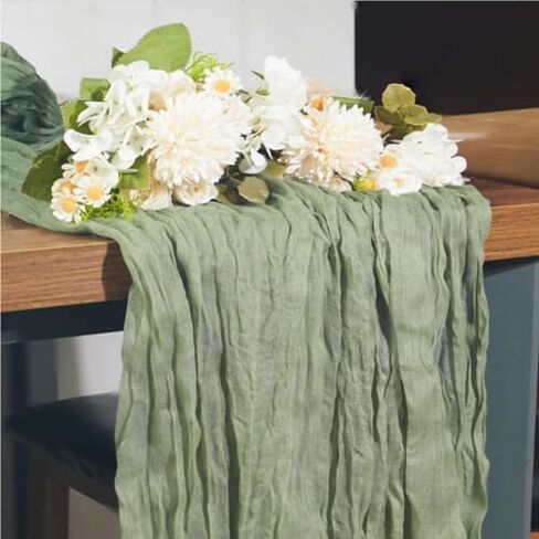 16 Pack Cheesecloth Table Runner, 35x120 Inch Boho Gauze Table Runner, Cheese Cloth Long Table Runner Elegant Table Runner for Party Wedding Bridal Shower Table Decor (Beige) in Kuwait