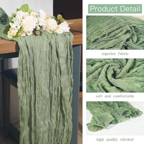 16 Pack Cheesecloth Table Runner, 35x120 Inch Boho Gauze Table Runner, Cheese Cloth Long Table Runner Elegant Table Runner for Party Wedding Bridal Shower Table Decor (Beige) in Kuwait