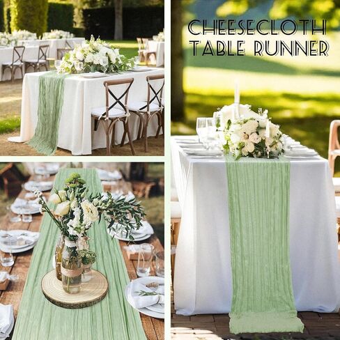 16 Pack Cheesecloth Table Runner, 35x120 Inch Boho Gauze Table Runner, Cheese Cloth Long Table Runner Elegant Table Runner for Party Wedding Bridal Shower Table Decor (Beige) in Kuwait