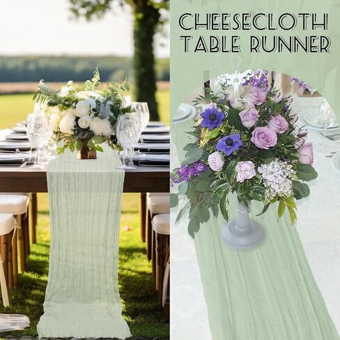 16 Pack Cheesecloth Table Runner, 35x120 Inch Boho Gauze Table Runner, Cheese Cloth Long Table Runner Elegant Table Runner for Party Wedding Bridal Shower Table Decor (Beige) in Kuwait