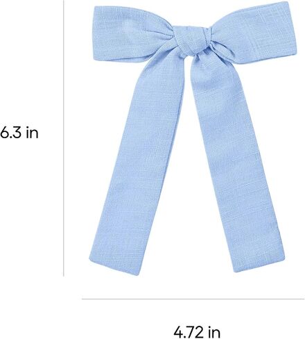 Light Blue Cotton Linen Hair Bows 5" Soft Everyday Hair Bow Clips Toddler Girls Long Ponytail Bowknot Alligator Barrettes Hairpins Accessories for Little Teens School Girls Kids in Saudi Arabia