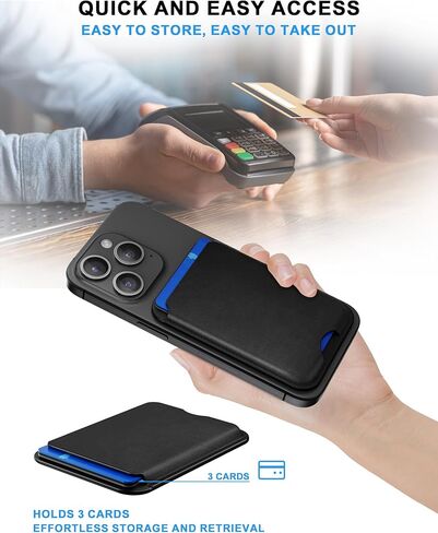 محفظة الهاتف، حامل بطاقات الهاتف الخلوي، عصا محفظة الهاتف، حجب RFID، محفظة هاتف جلدية نباتية لهاتف iPhone 15/14/13/12 (1، أسود) in Kuwait