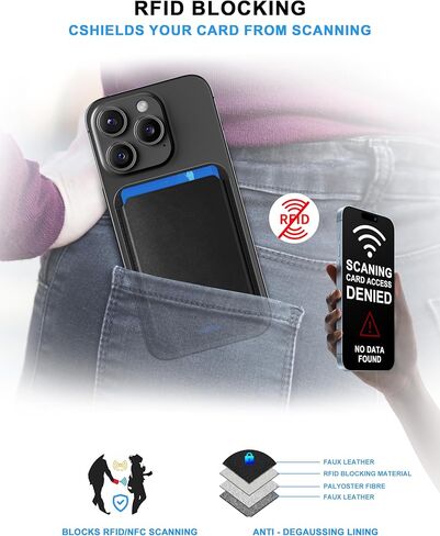 محفظة الهاتف، حامل بطاقات الهاتف الخلوي، عصا محفظة الهاتف، حجب RFID، محفظة هاتف جلدية نباتية لهاتف iPhone 15/14/13/12 (1، أسود) in Kuwait