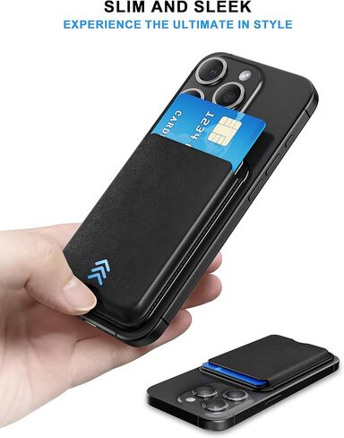 محفظة الهاتف، حامل بطاقات الهاتف الخلوي، عصا محفظة الهاتف، حجب RFID، محفظة هاتف جلدية نباتية لهاتف iPhone 15/14/13/12 (1، أسود) in Kuwait