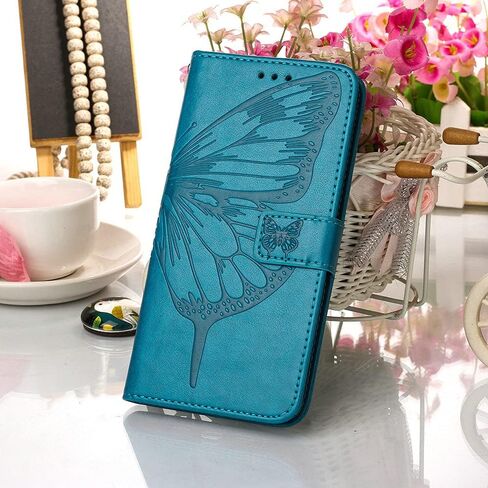 حافظة محفظة iPod Touch 7/ iPod Touch 6/iPod Touch 5، مع حامل بطاقة الائتمان، للنساء والرجال، مع حافظة إغلاق مغناطيسية من جلد البولي يوريثان لجهاز iPod Touch 7 Butterfly Blue YB in Kuwait