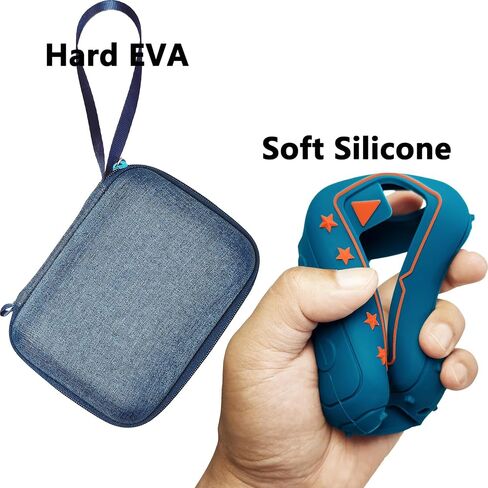 Silicone Cover and Hard Travel Case for JBL Go 4 Ultra Portable Bluetooth Speaker, Accessories for JBL Go 4 Pro Sound Bluetooth Speaker Stand Up Holder (Hard Case and Silicone Case) (Blue Case) in Saudi Arabia