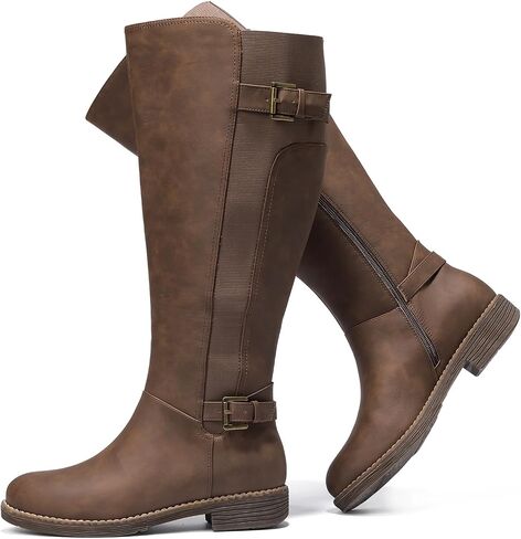 Luoika Women's Extra Wide Calf Knee High Boots, Plus Size Wide Width Knee-High Boots Winter Fall Low Heel Ridding Boots. in Saudi Arabia