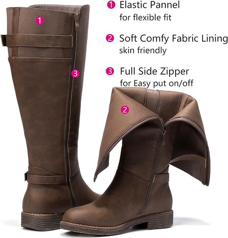 Luoika Women's Extra Wide Calf Knee High Boots, Plus Size Wide Width Knee-High Boots Winter Fall Low Heel Ridding Boots. in Saudi Arabia