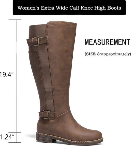 Luoika Women's Extra Wide Calf Knee High Boots, Plus Size Wide Width Knee-High Boots Winter Fall Low Heel Ridding Boots. in Saudi Arabia
