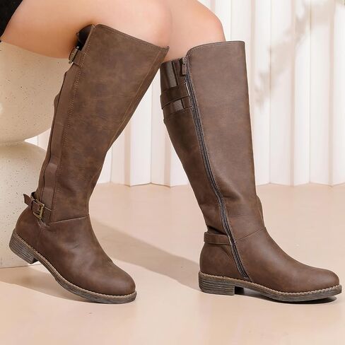 Luoika Women's Extra Wide Calf Knee High Boots, Plus Size Wide Width Knee-High Boots Winter Fall Low Heel Ridding Boots. in Saudi Arabia