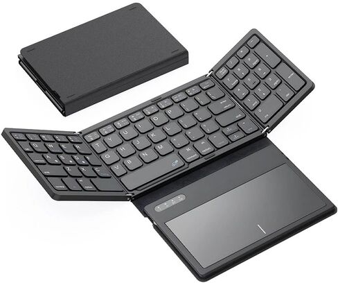 لوحة مفاتيح بلوتوث لاسلكية قابلة للطي رباعية محمولة مع لوحة لمس قابلة للطي لهواتف Windows Android iOS Tablet ipad Phone in Kuwait