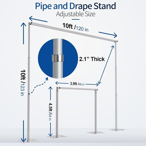 10x10ft Pipe and Drape Backdrop Stand, Double Crossbar, Heavy Duty Adjustable Background Frame with Metal Base for Parties Photography Wedding Photoshoot Decoration in Saudi Arabia
