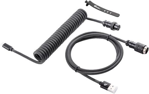 GUNMJO Pro Custom Coiled USB C Cable for Gaming Keyboard, Double-Sleeved Mechanical Keyboard Cable with Detachable Aluminum Aviator, 1.5M USB-C to USB-A, Carbon Black Color in Saudi Arabia